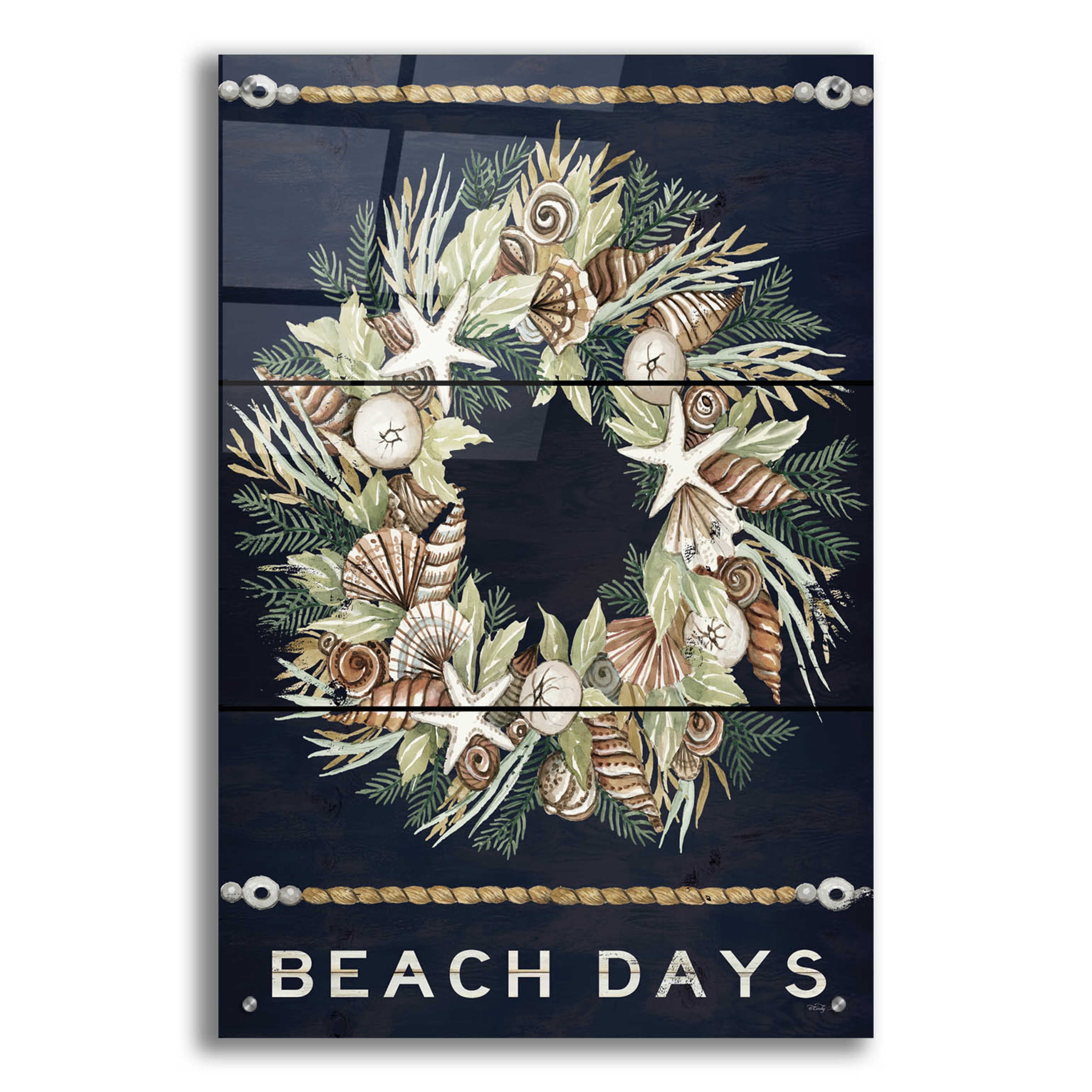 Epic Art 'Beach Days Shell' by Cindy Jacobs, Acrylic Glass Wall Art, 24 ...