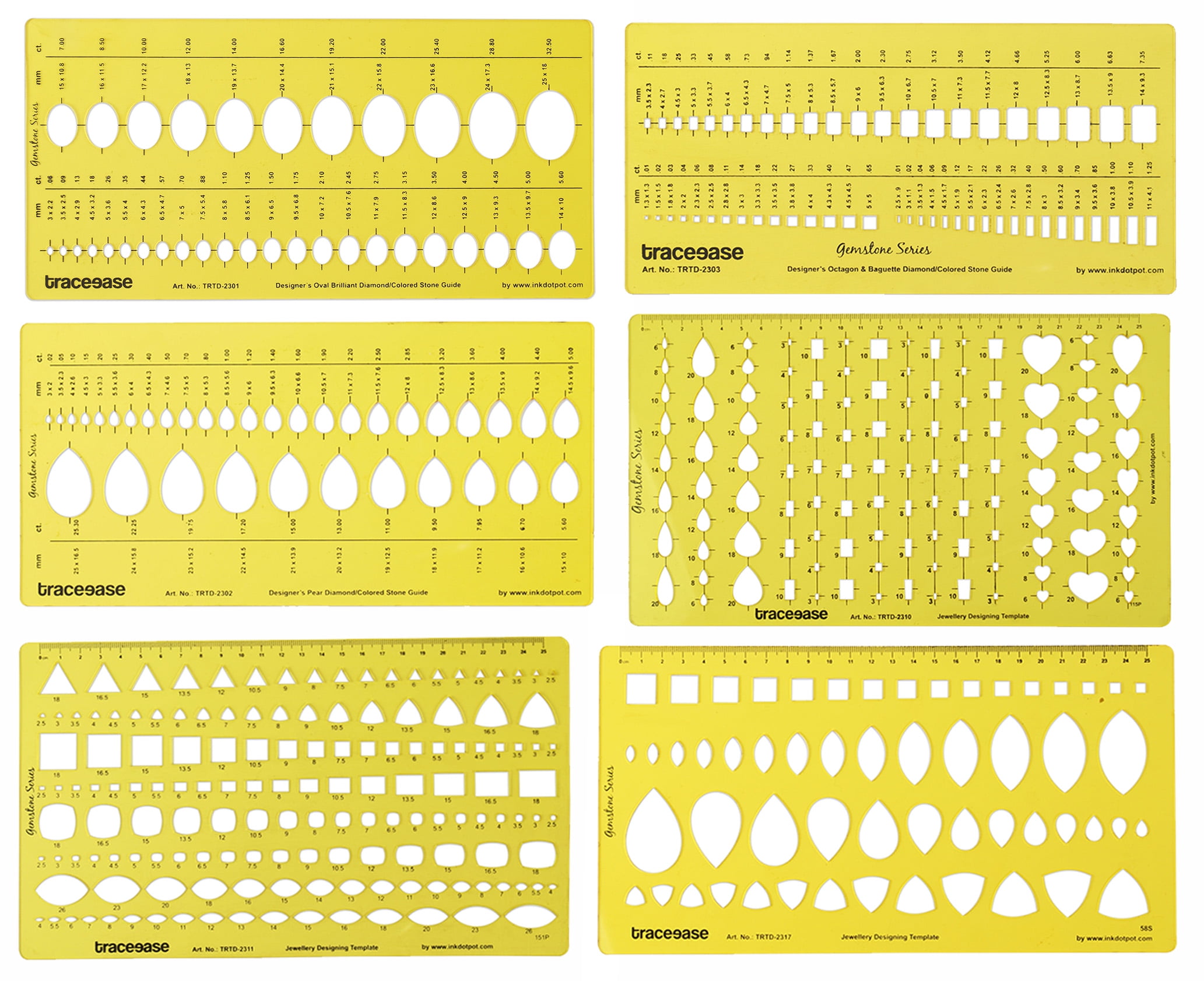 Traceease Jewelry Designing Template Drafting Tools Gemstone Multi,Size Jewellery Stencil Pack