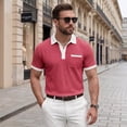 thumbnail image 2 of LTTVQM Polo Shirts for Men Casual Short Sleeve Button Golf Slim Fit Shirt with Pocket & Collar 2026 Spring Summer Stylish Tops Red M, 2 of 6
