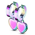 thumbnail image 5 of Pair of Hinged Hoop Earring with Heart Dangle Stainless Steel 20 gauge, 5 of 6