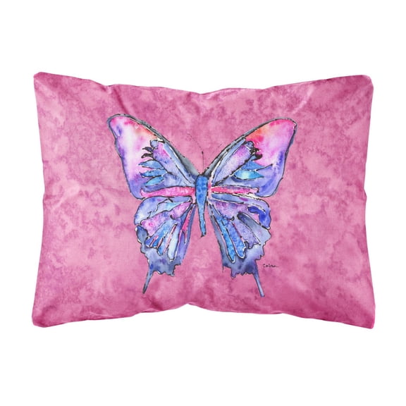 Carolines Treasures 8859PW1216 Butterfly on Pink Canvas Fabric Decorative Pillow, 12H x16W, multicolor