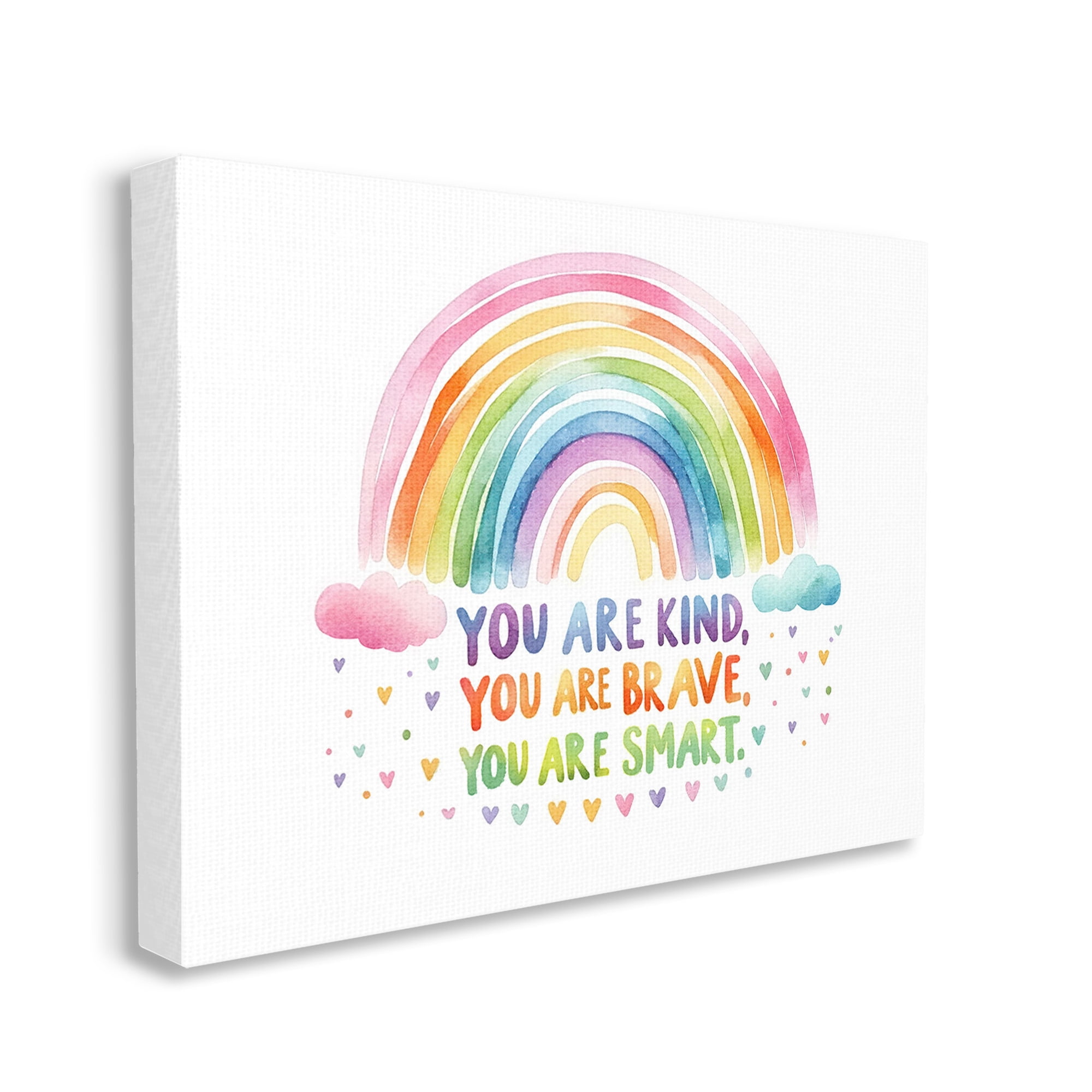 Stupell Industries Kind Brave Smart Rainbow Inspirational Painting Gallery Wrapped Canvas Art Print Wall Art, 20 x 16
