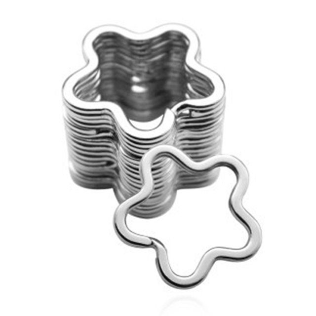 Llavero plano de Metal de 20 piezas, llavero de Metal creativo DIY plateado, llavero con aro