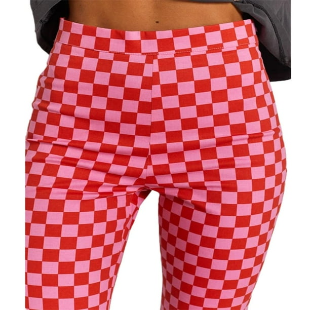 Women Casual Skinny Pants High Waist Plaid Slim Fit Flare Pants Walmart