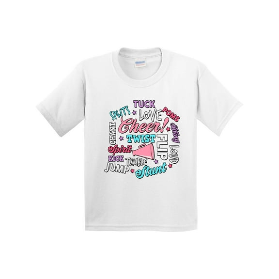 Inktastic Cheer Word Salad with Megaphone and Stars Youth T-Shirt