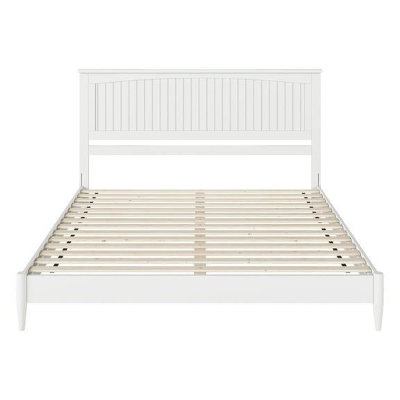 HomeStock Victorian Vibes King Solid Wood Low Profile Platform Bed in White