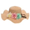 thumbnail image 2 of Sombrero de playa plegable y flexible de ala ancha de paja para mujer y niña caqui, 2 of 9