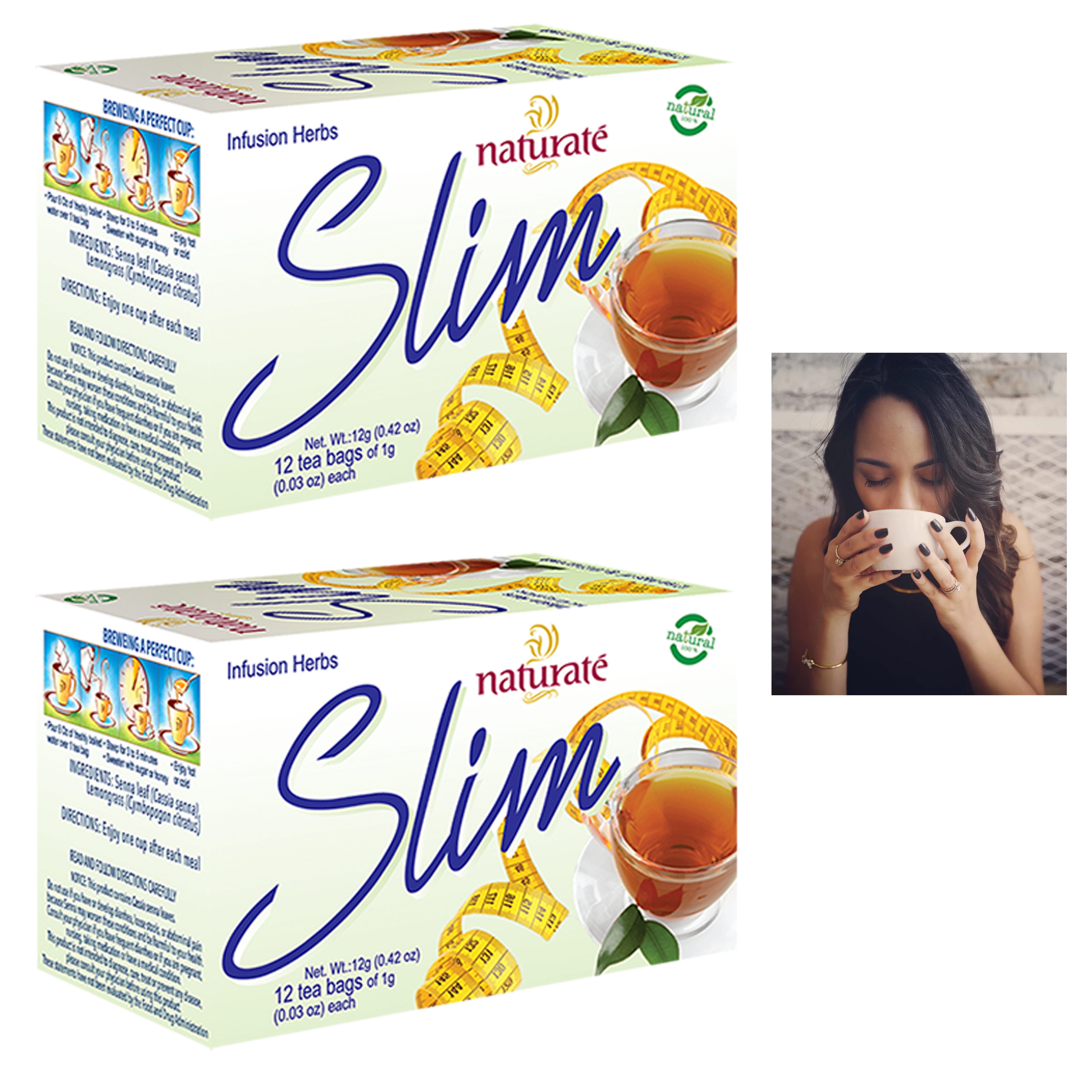 24 Slim Tea Bags Natural Weightloss Herbs Senna Lemongrass Infusion Herbal Blend