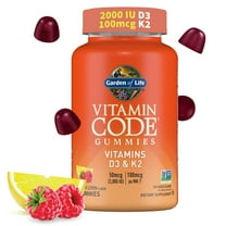 Garden of Life Vitamin D3 K2 Gummies with Prebiotics&Probiotics for Digestion,2000 IU Vitamin D3 100mcg K2 for Bone&Immune Health for Adult,Vitamin Code,Non-GMO,Gluten-Free,45 Raspberry Lemon Gummies