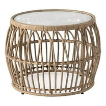 Maklaine Wicker / Rattan Round Outdoor Coffee Table in Natural
