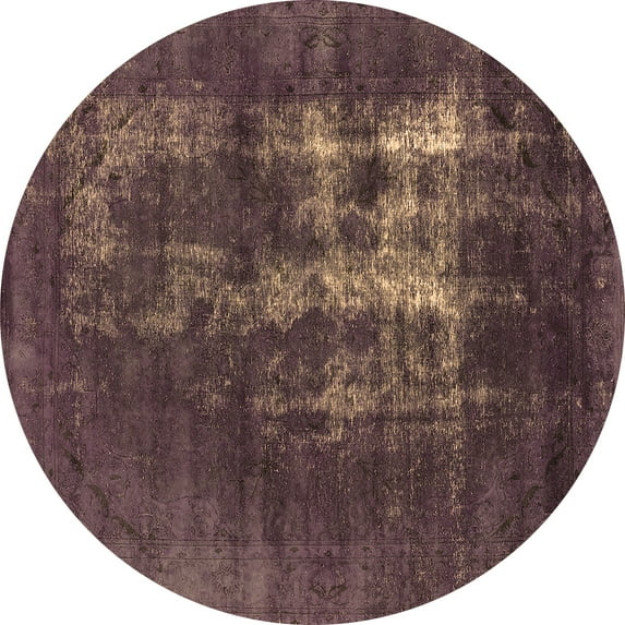Ahgly Company Indoor Round Oriental Brown Industrial Area Rugs, 4' Round