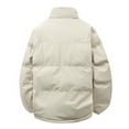 thumbnail image 3 of DDAPJ pyju Men's Sherpa Lined Puffer Jacket Winter Warm Quilted Coats Stand Collar Zip Up Jackets with Pockets Khaki XXXL, 3 of 8