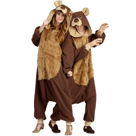 Adult Hooded Furry Brown Bear Costume - Size 47