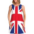 thumbnail image 1 of Bixox Robe Sans Manches à Imprimé Anglais pour Femmes avec Poches, Robe Décontractée Longueur Genou pour l'Été-3TG, 1 of 7