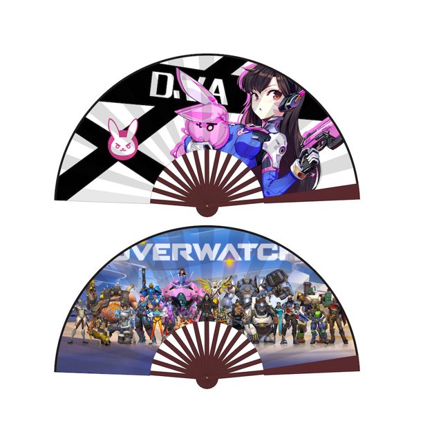 Ventiladores plegables Ventiladores de mano Ventilador de mano Anime Overwatch DVA x2