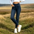 thumbnail image 5 of Qulqfy Petite Women's Jeans in Store Skinny Navy Stretchy High Waisted Denim Casual Jeans Womens Sweatpants XL, 5 of 6