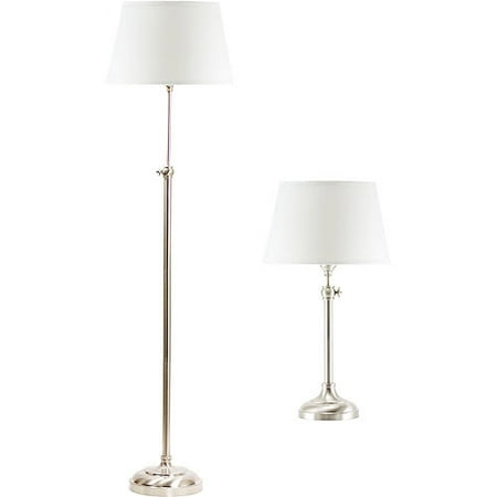 table and floor l set metal with brushed nickel finish table and floor l set metal with brushed nickel finish