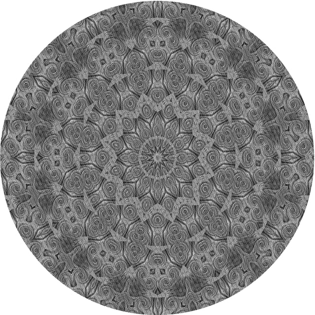 Ahgly Company Tapis d'Intérieur Ronds Lavables à la Machine, Style Transitionnel, Gris Loup Gris, 8 Pieds Rond