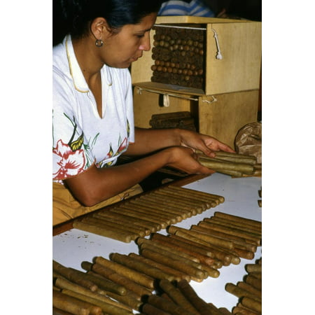 Woman Placing Cigars in a Box for Exportation, Santa Rosa De Copan, Honduras Print Wall