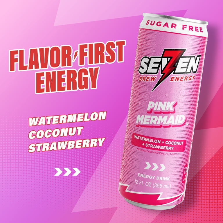 7 Brew Energy Drink, Pink Mermaid Sugar Free (12 fl oz.) - Walmart.com