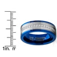 thumbnail image 3 of Metal Masters Mens Tungsten Carbide Blue Wedding Band Ring 8mm Comfort-Fit Cubic Zirconia, 3 of 6