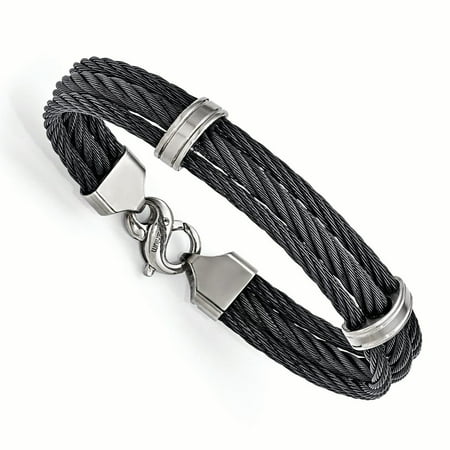 Gold Italian Fancy Bracelet Edward Mirell Titanium Three Row Link Cable Bracelet 7.50 Inch Fancy Man Cuff Men Fashion Jewelry Dad Mens Gift Set ()