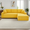 thumbnail image 2 of GJQ 103" Boneless Couches, Modular Sectional Sofa with Oversized Chaise, L-Shape Cloud Couch with Deep Seat, for Living Room，No Assembly Required(Yellow,Corduroy,Left Facing Chaise), 2 of 12