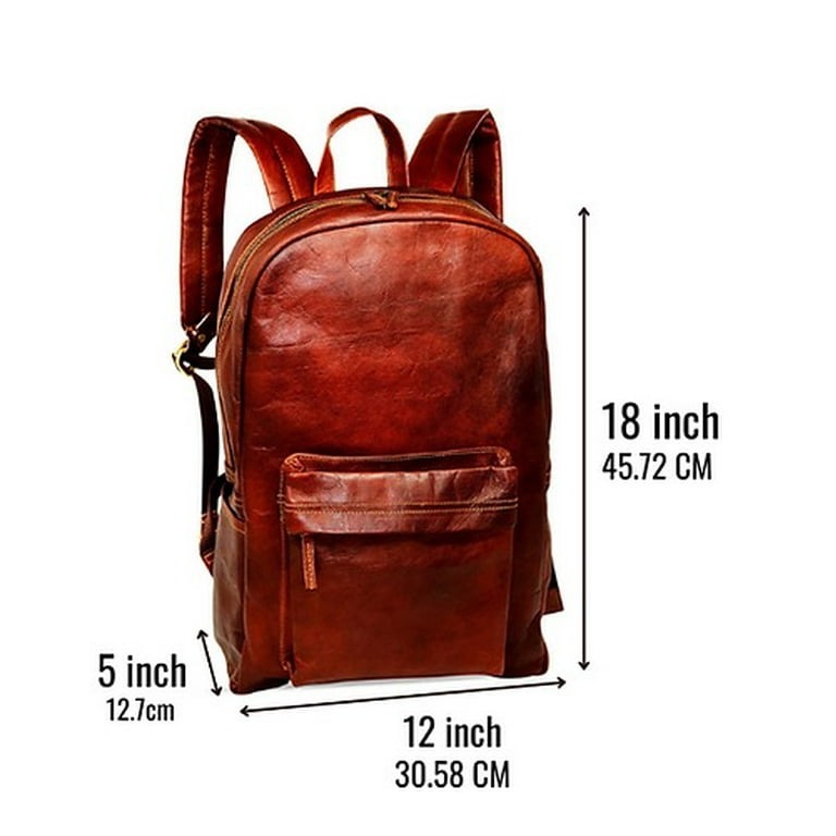 16'' Genuine Leather Vintage Handmade Casual Day-Pack Messenger Laptop Backpack Travel outlet Rucksack Bag