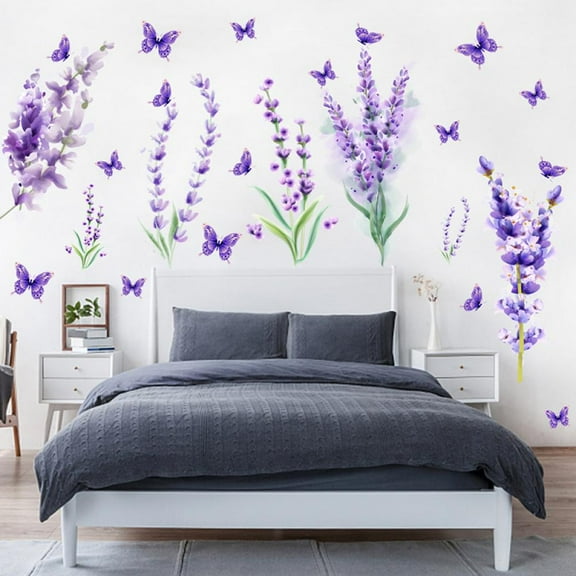 Fitup:9761 Beautiful Lovely Lavender and Butterfly Wall Stickers 2 Count
