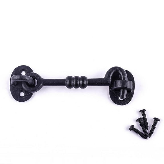 Renovators Supply Door Latch Lock 5" Wrought Iron Hook and Eye Latch for Door in Oil Rubbed Bronze Finish w/Screws