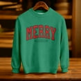 thumbnail image 4 of Wdgfv Girls Christmas Sequins Sweatshirts Merry Glitter Patch Crewneck Sweater Xmas Long Sleeve Pullover Top Green 7-8 Years, 4 of 5