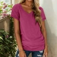 thumbnail image 1 of T-Shirt à Manches Courtes Col Rond Uni Doux pour Usage Quotidien Basique Décontracté T-Shirts pour Femmes, 1 of 4