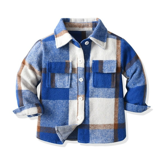 Hicidod Toddler Flannel Shirt Fashion Plaid Long Sleeve Lapel Kids Jacket Button Down Fall Winter Casual Coat for Boys Girls