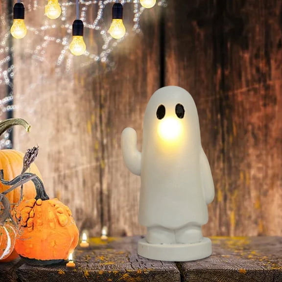 FEISHENTT Halloween Ghost Resin Figurine, 4.72 Inch Glow Ghost Statue Halloween Tabletop Decor
