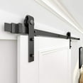 thumbnail image 5 of WINSOON 13FT Single Sliding Barn Door Hardware Closet Kit Rustic J Style Hanger Black Finish, 5 of 7