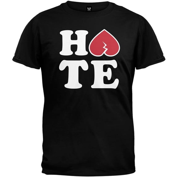 Valentine's Day - Broken Heart Hate Black Adult T-Shirt - Small