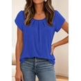 thumbnail image 4 of PRETTYGARDEN Summer Tops for Women Short Sleeve Crew Neck Pleated T Shirts Dressy Casual Blouses Fashion Clothing, 4 of 10