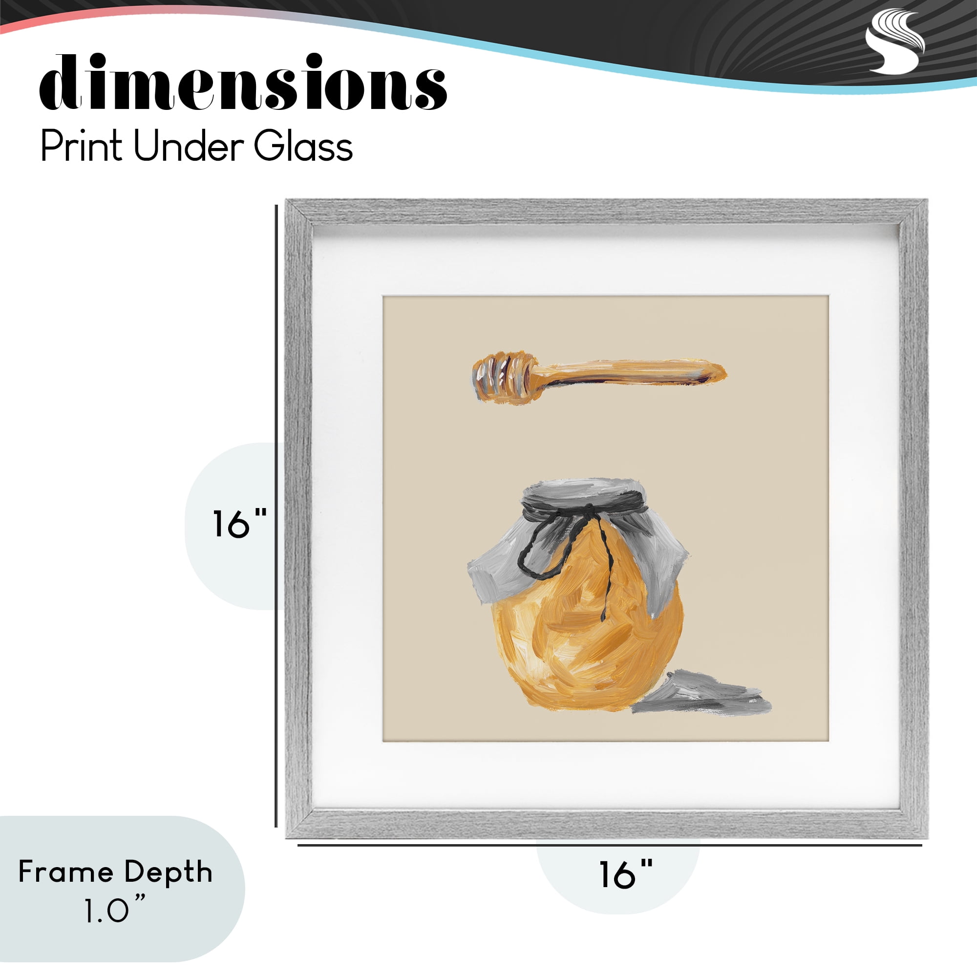 Stupell Industries Honey Jar over Tan Gray Framed Print Under Glass, design by Lucille Price