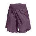 thumbnail image 3 of Wuphunn Women's Linen Shorts Lounge Shorts Cargo Shorts Athletic Running Shorts Drawstring Shorts Women Bermuda Knee Length High Waist Shorts High Waisted Shorts Purple S, 3 of 4