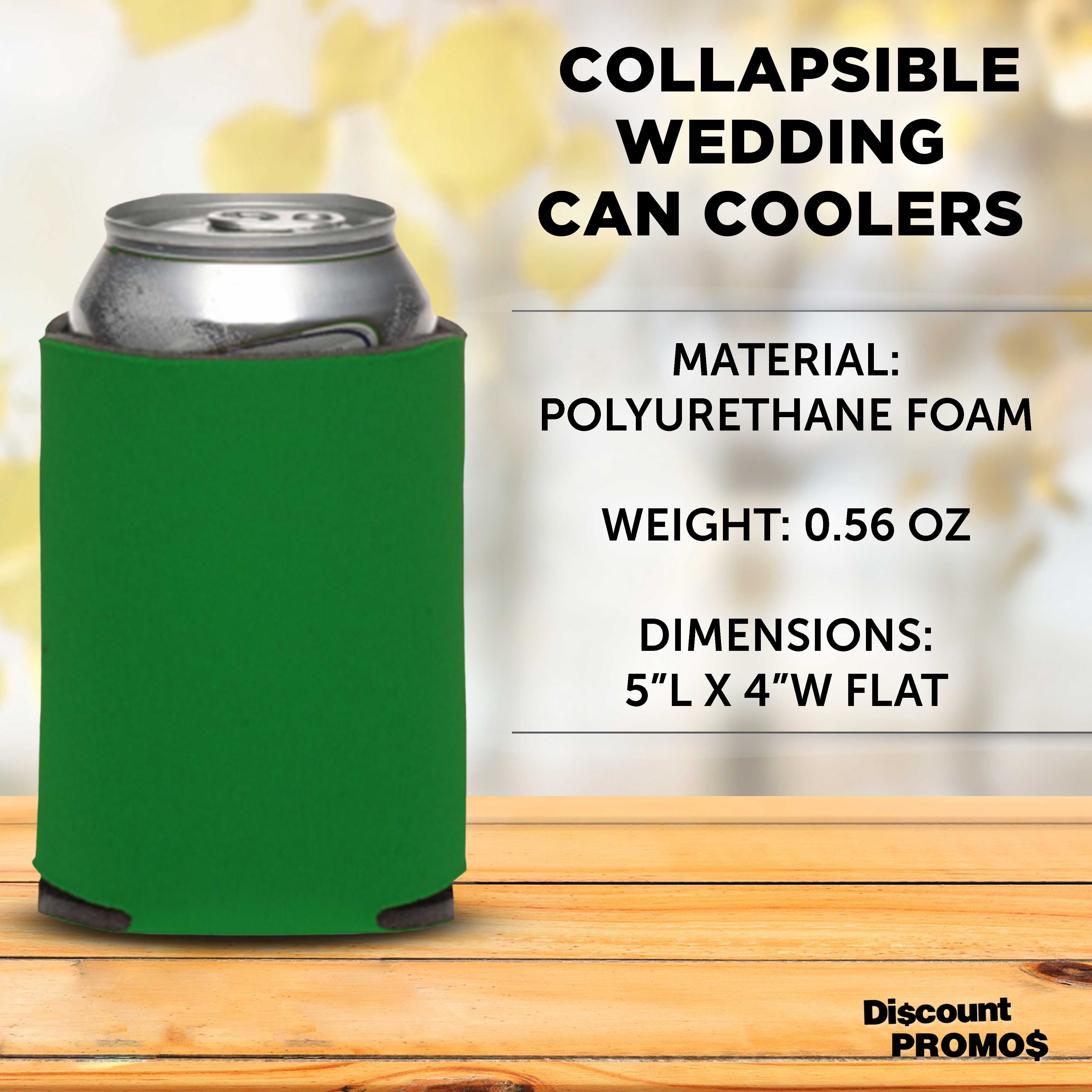 Three Hearts Collapsible Wedding Can Coolers Set of 10, Bulk Pack - Great for Beer, Soda, Other Beverages - Kelly Green