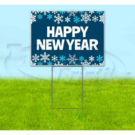 Happy New Year (18" x 24") Yard Sign, Includes Metal Step Stake