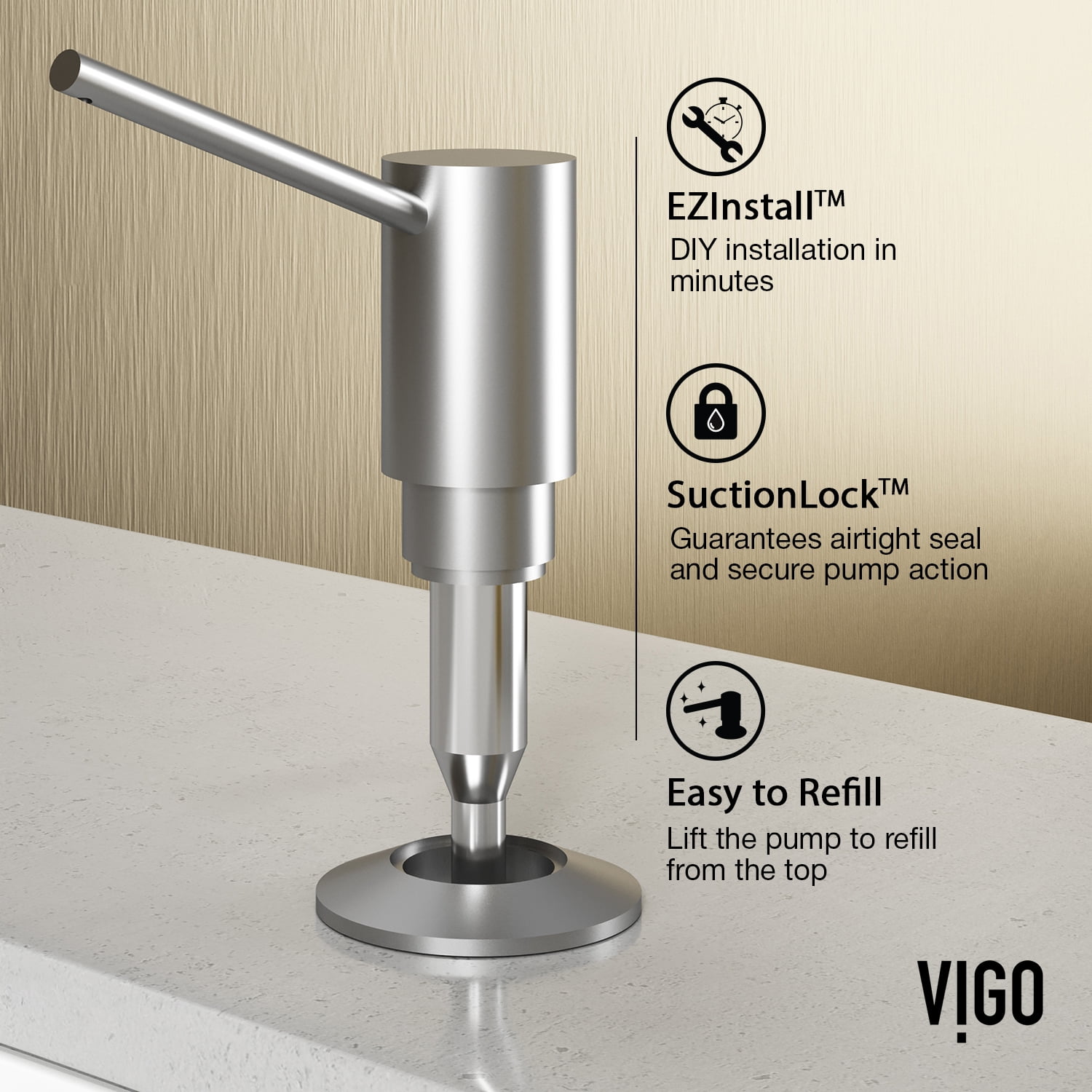 VIGO Braddock Kitchen Soap Dispenser in Stainless Steel