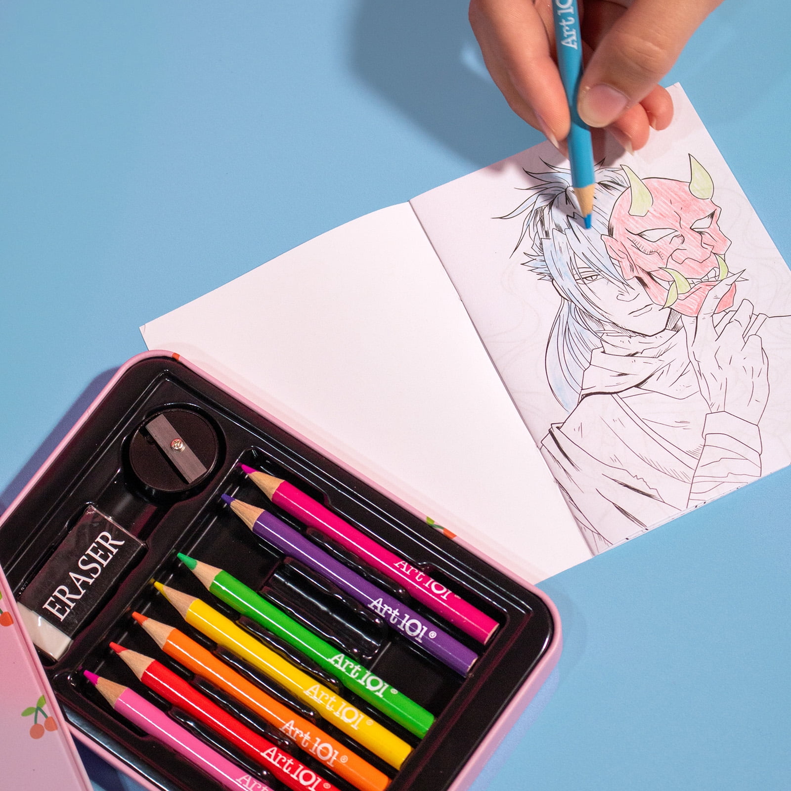 Art 101 Manga and Anime Art Kit in Patterned Tin Case, Multifunctional Sets, for Child Ages 8+