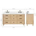 thumbnail image 2 of Ariel Monroe 66 Inch Double Rectangular Sink Bathroom Vanity With Carrara White Quartz Countertop 1.5 inch Edge In Oak, 2 of 7