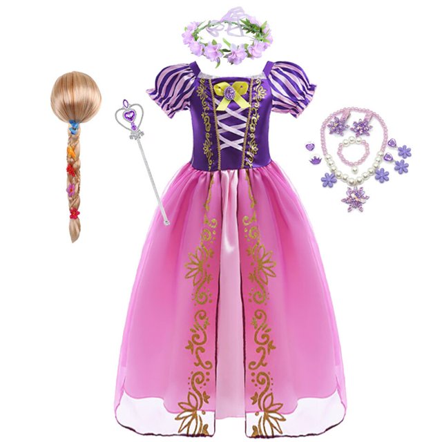 Vestido largo de Rapunzel para niña, disfraz de princesa para carnaval, atuendo para fiesta de cumpleaños, 2-8 años Fivean unisex