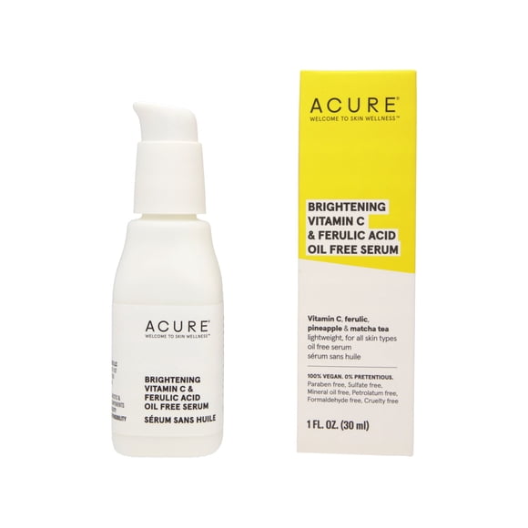 Suero ACURE Brightening Vitamin C & Ferulic Acid Oil Free para una piel luminosa