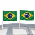 thumbnail image 1 of Banderas de coche de Brasil de 2 paquetes para evento de fútbol 11" x 17" resistente a desgarros de poliéster con polo grueso y clip de ventana, 1 of 7