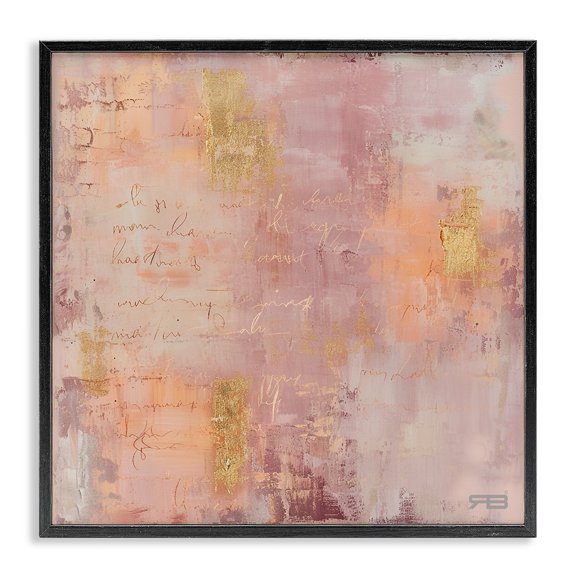 Stupell Industries Composition with Glam Script Abstract Painting Black Framed Art Print Wall Art, 12 x 12