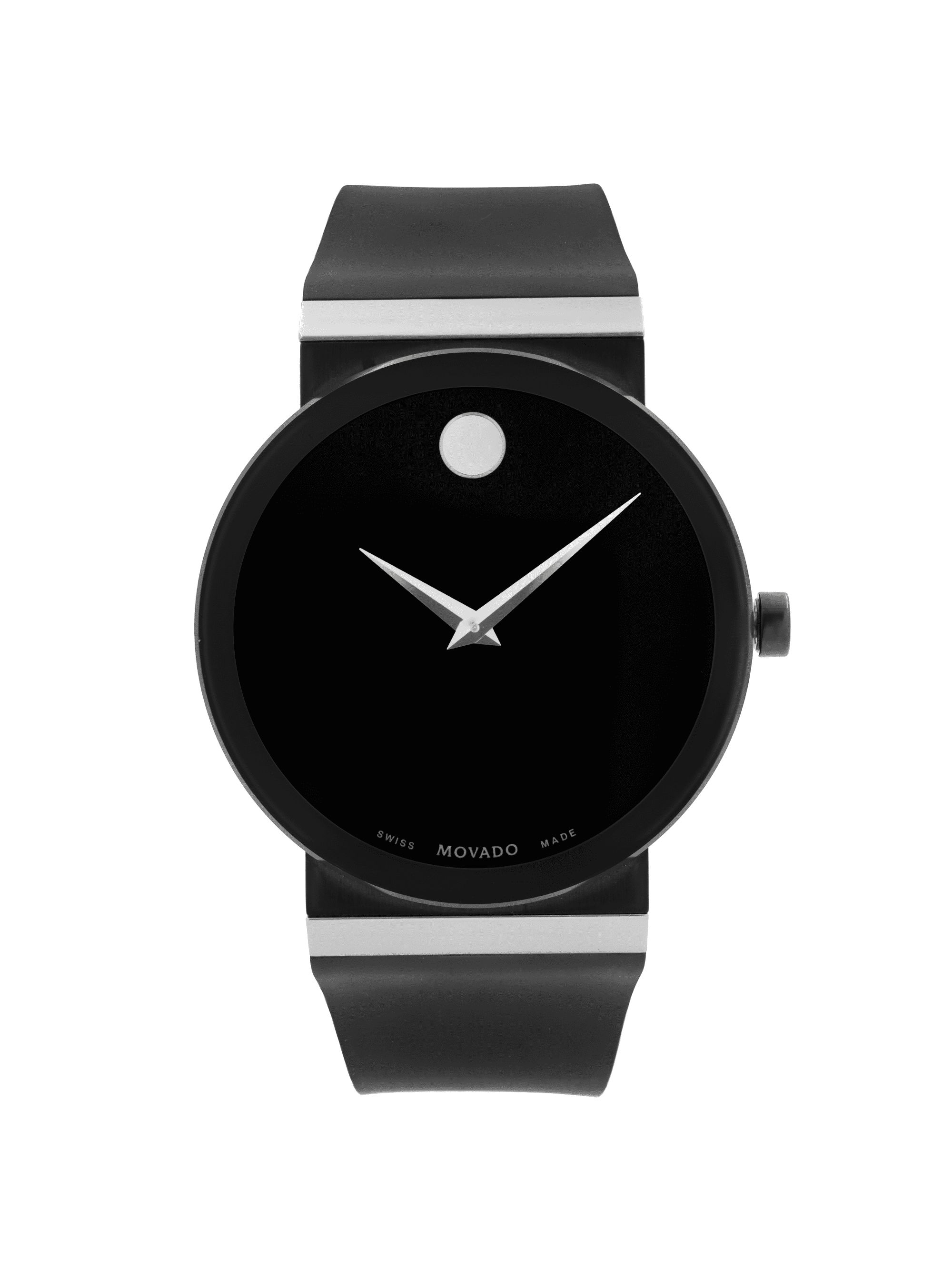 Movado Sapphire Synergy Steel Rubber Black Dial Quartz Mens Watch