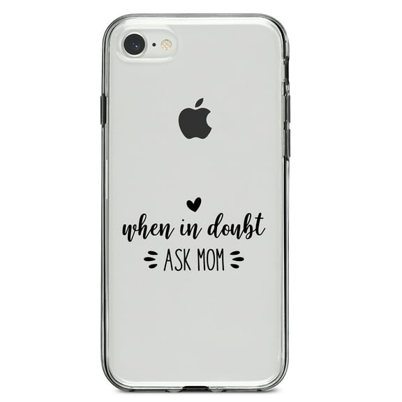 DistinctInk Clear Shockproof Hybrid Case for iPhone 7 8 SE (2020 Model) 4.7" Screen TPU Bumper Acrylic Back Tempered Glass Screen Protector - When in Doubt, ASK MOM